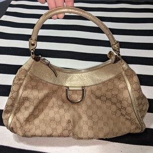 Gucci Purse Handbag Flaw Very Used Small Women Tan Brown Gold Designer Bag Women